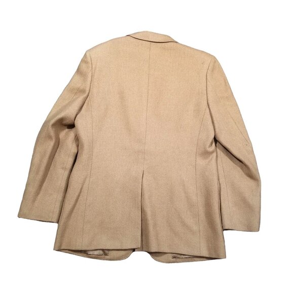 Mens Vtg Y2K Bartolini Blazer Sport Coat Camel Hair Wool Herringbone Gold Button - Picture 4 of 11